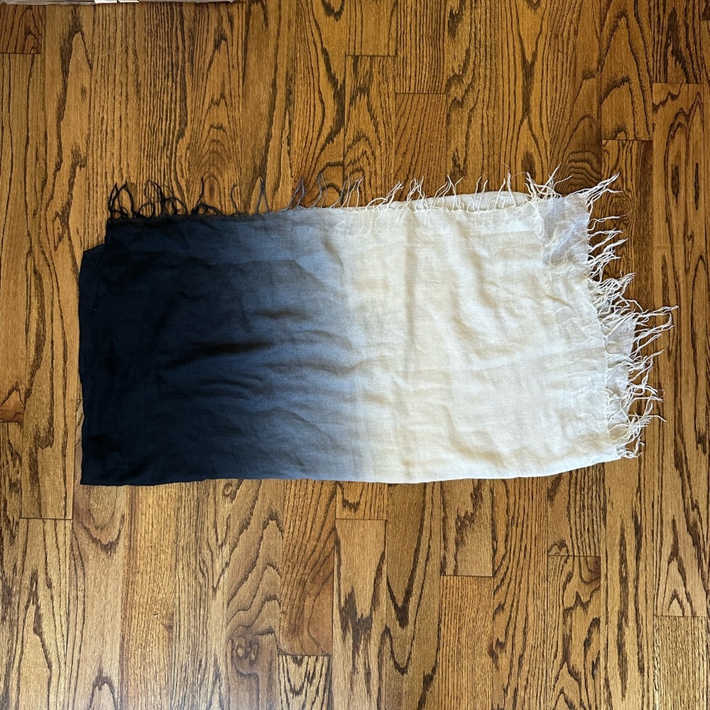 Ombre Black to Cream Fringe Pashmina Scarf